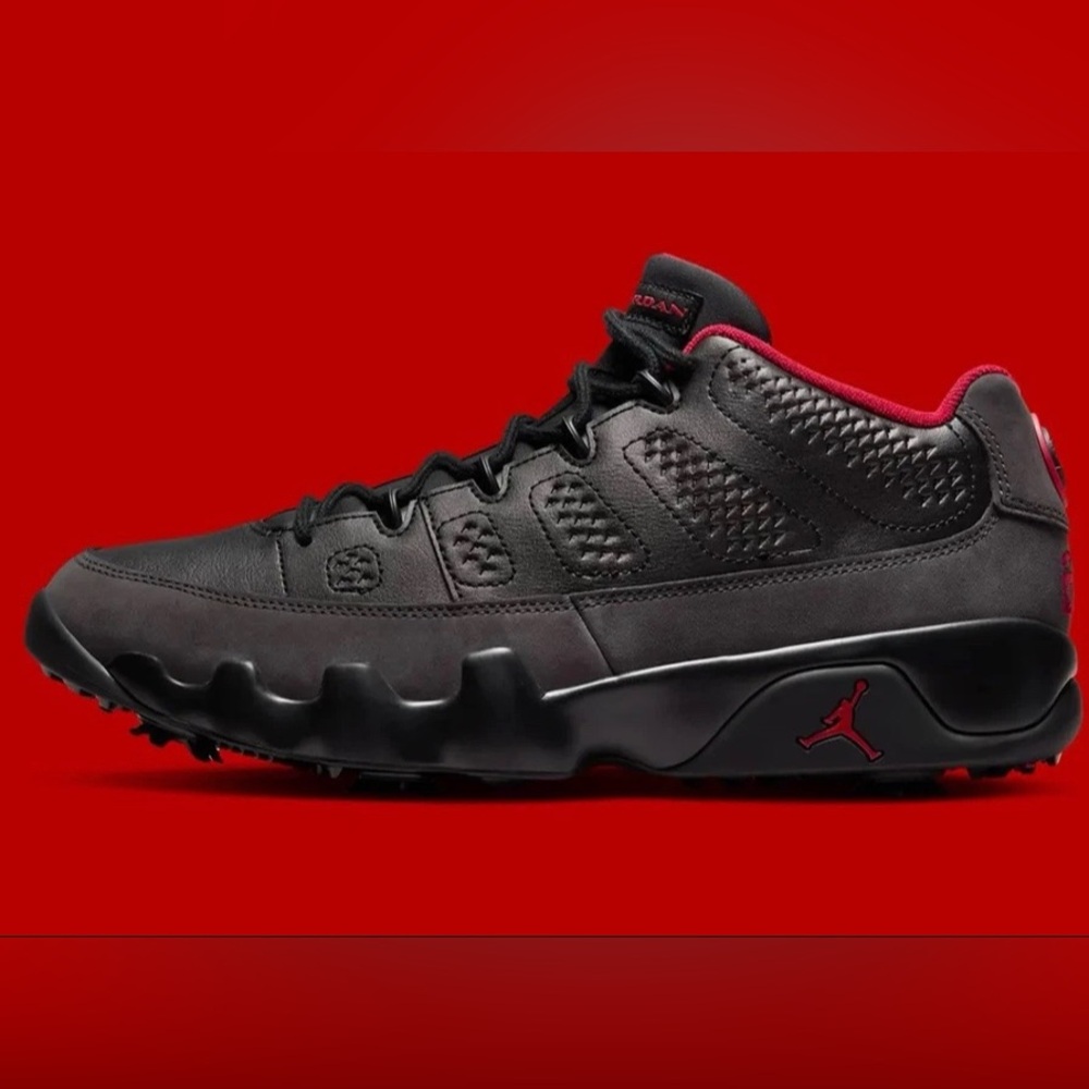 Nike Air Jordan 9 Low Golf‎ 'Charcoal' Black True Red FJ5934-002 Men's Size 15